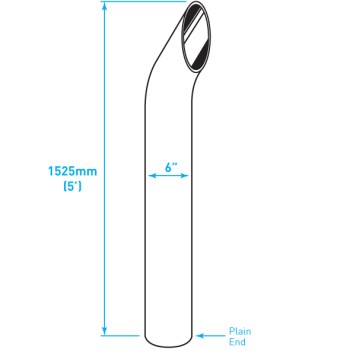 Exhaust Chrome Stack / Curved / Plain End / 6" x 60"